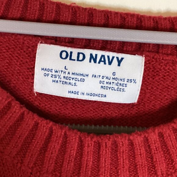 Old Navy Women's Red Sweater Size L Super Soft Cotton Blend Festive - Picture 5 of 6